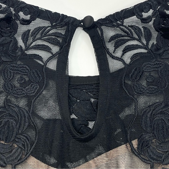 HAYA KLEIN Lace Sheer Black Sheath Dress Formal Sleeveless Nude Lining Size 6 - Picture 3 of 9